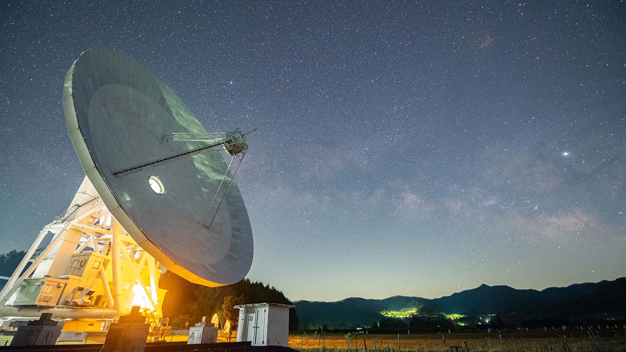 45-m radio telescope and Milky Way