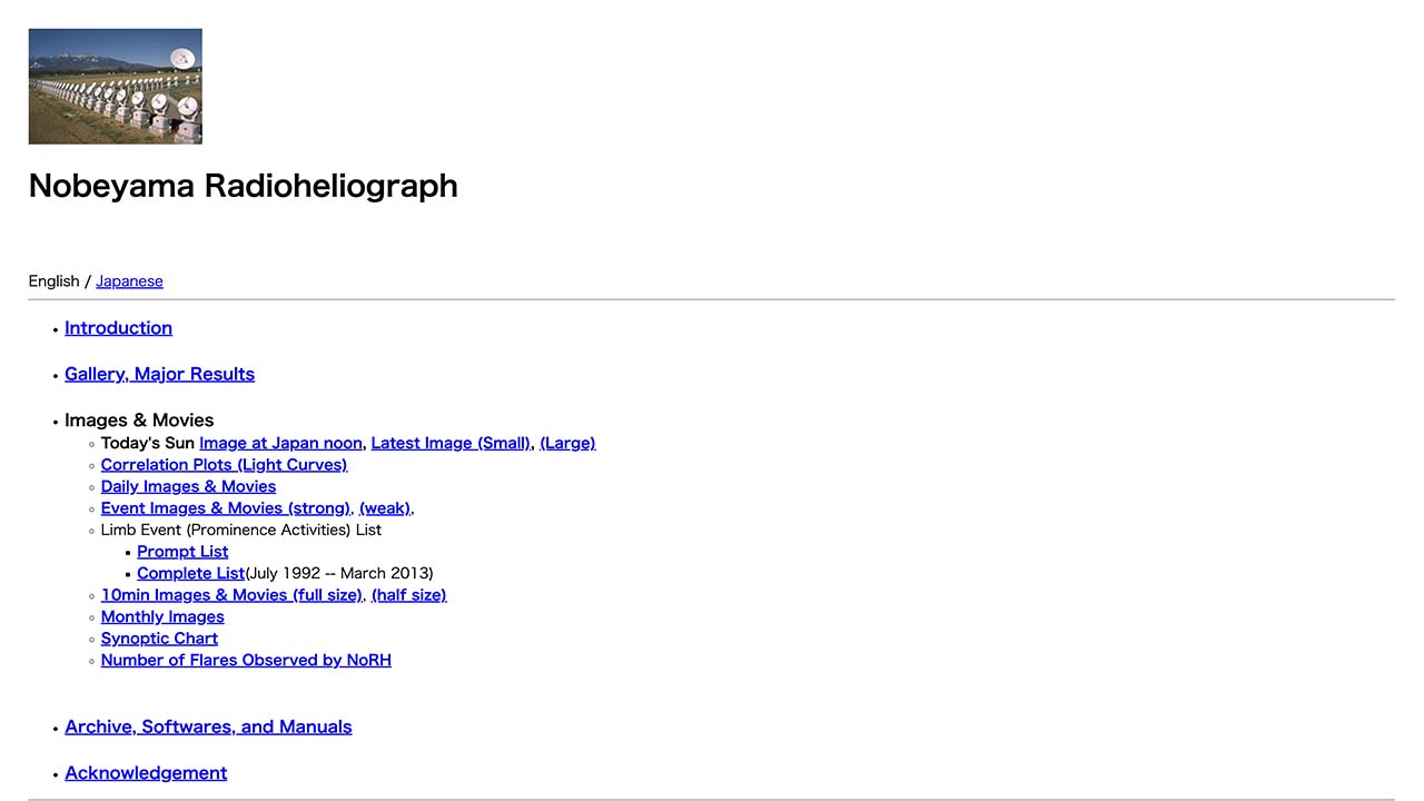 Nobeyama Radioheliograph Website
