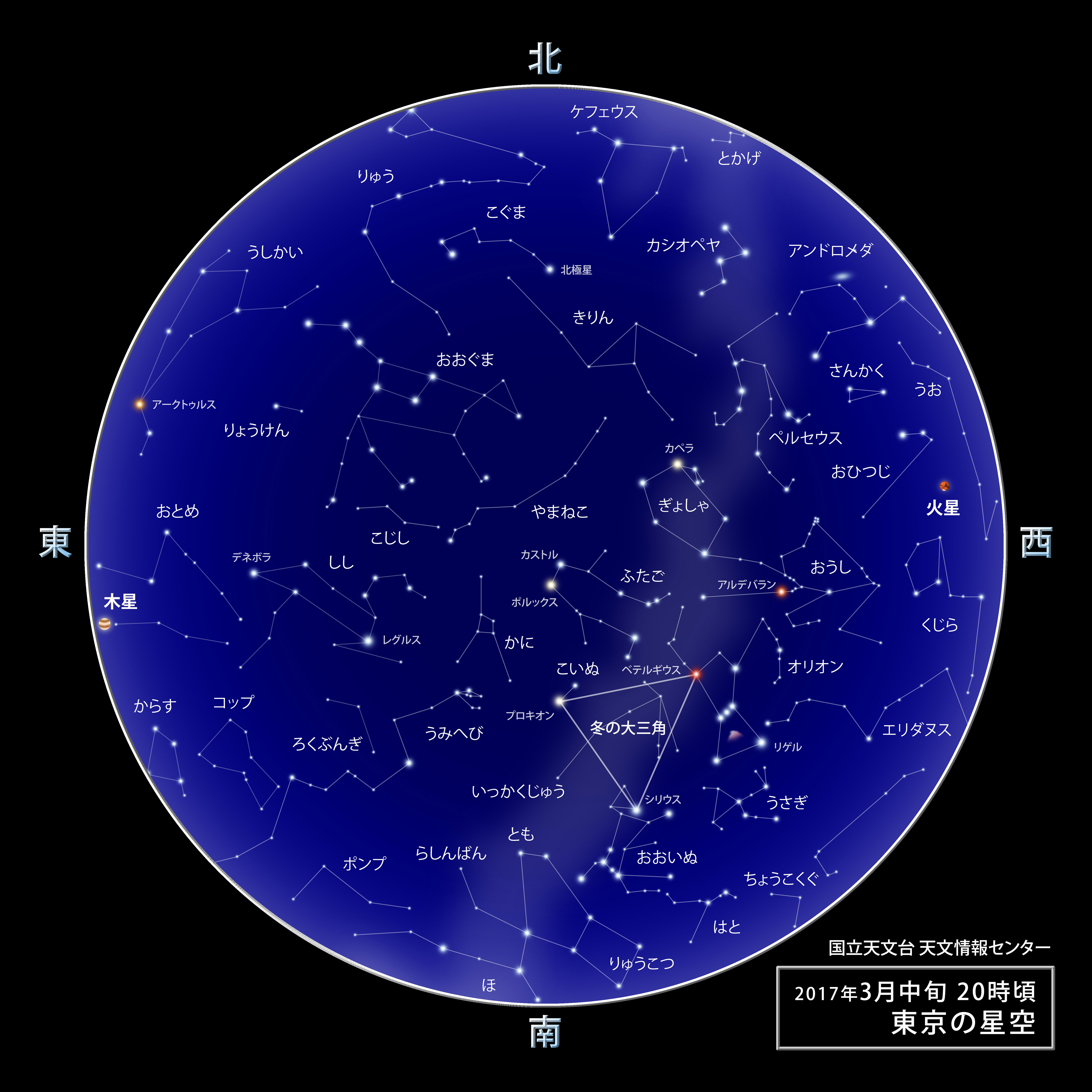 東京の星空 カレンダー 惑星 17年3月 国立天文台 Naoj