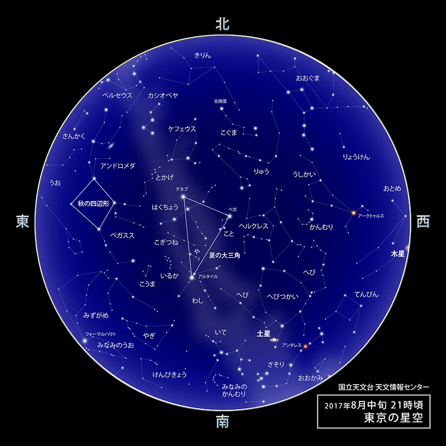 東京の星空 カレンダー 惑星 17年8月 国立天文台 Naoj