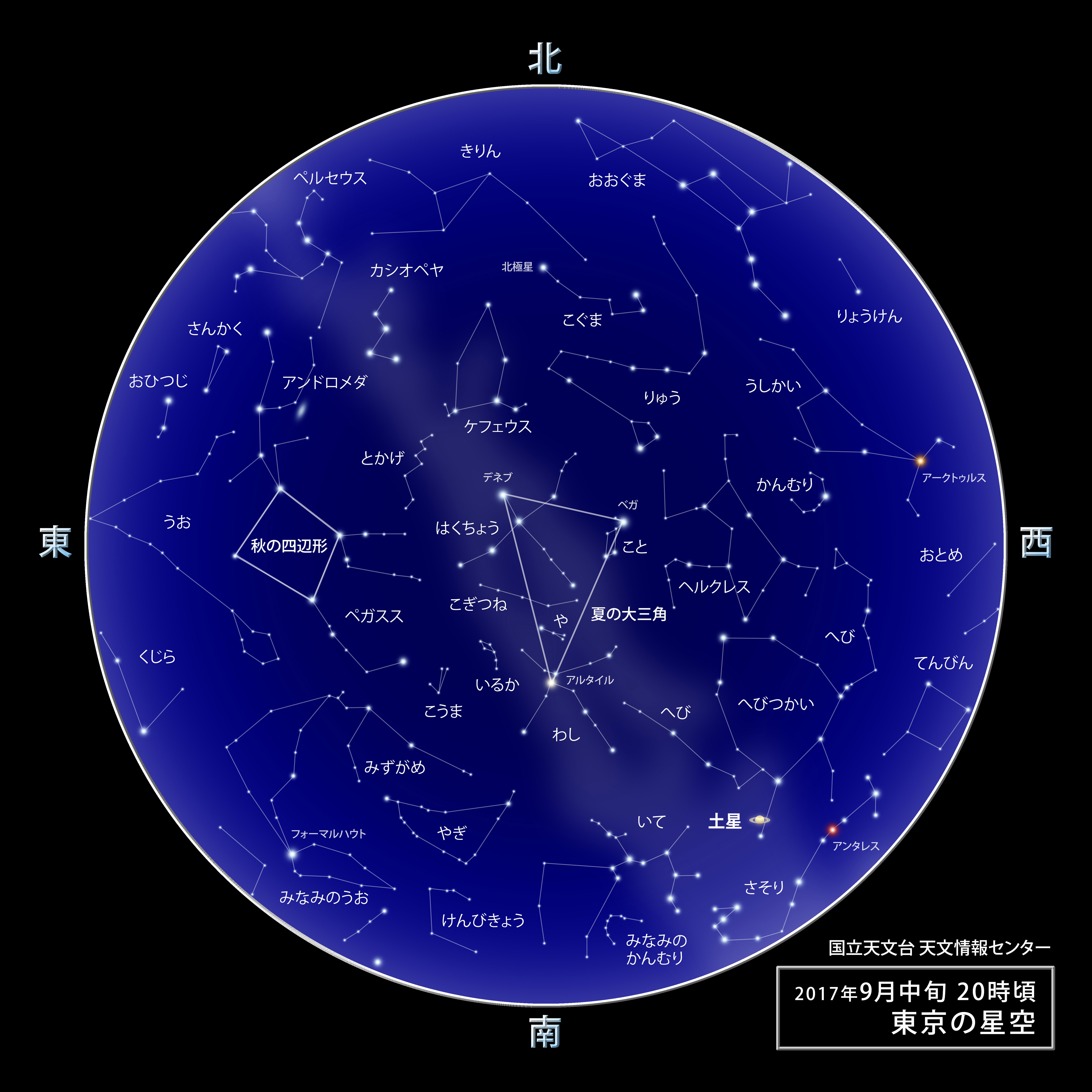 東京の星空 カレンダー 惑星 2017年9月 国立天文台 Naoj