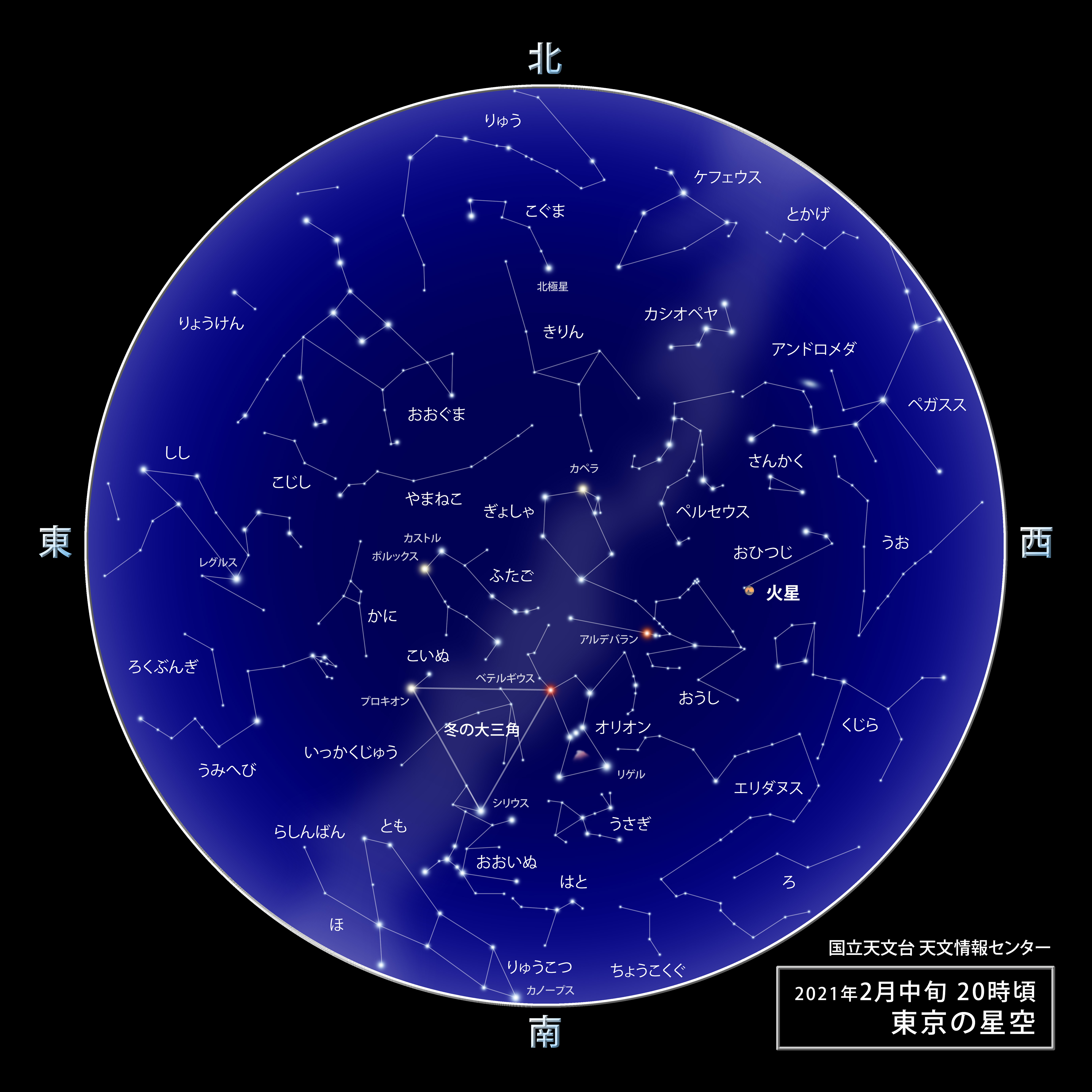 東京の星空 カレンダー 惑星 21年2月 国立天文台 Naoj