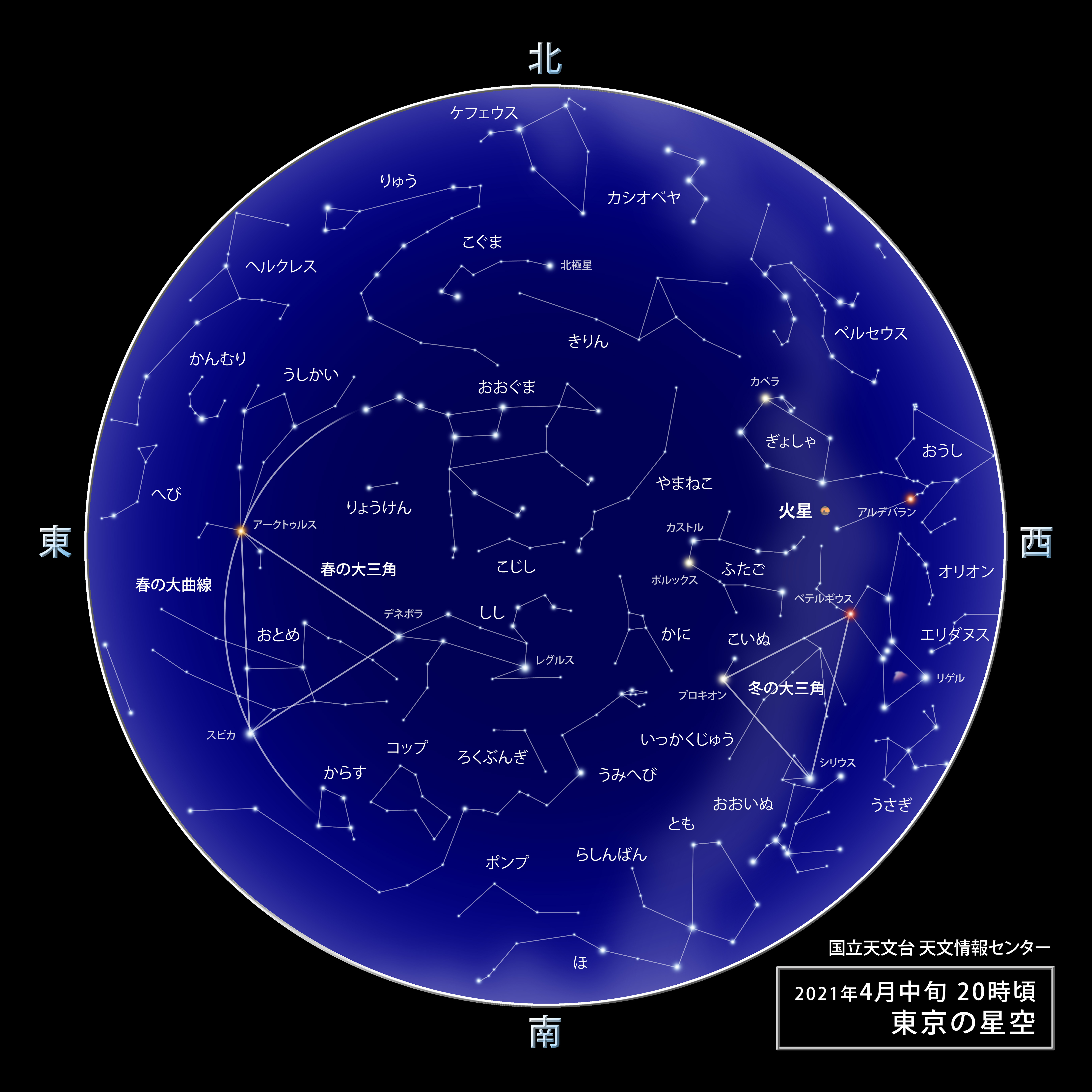 東京の星空 カレンダー 惑星 21年4月 国立天文台 Naoj