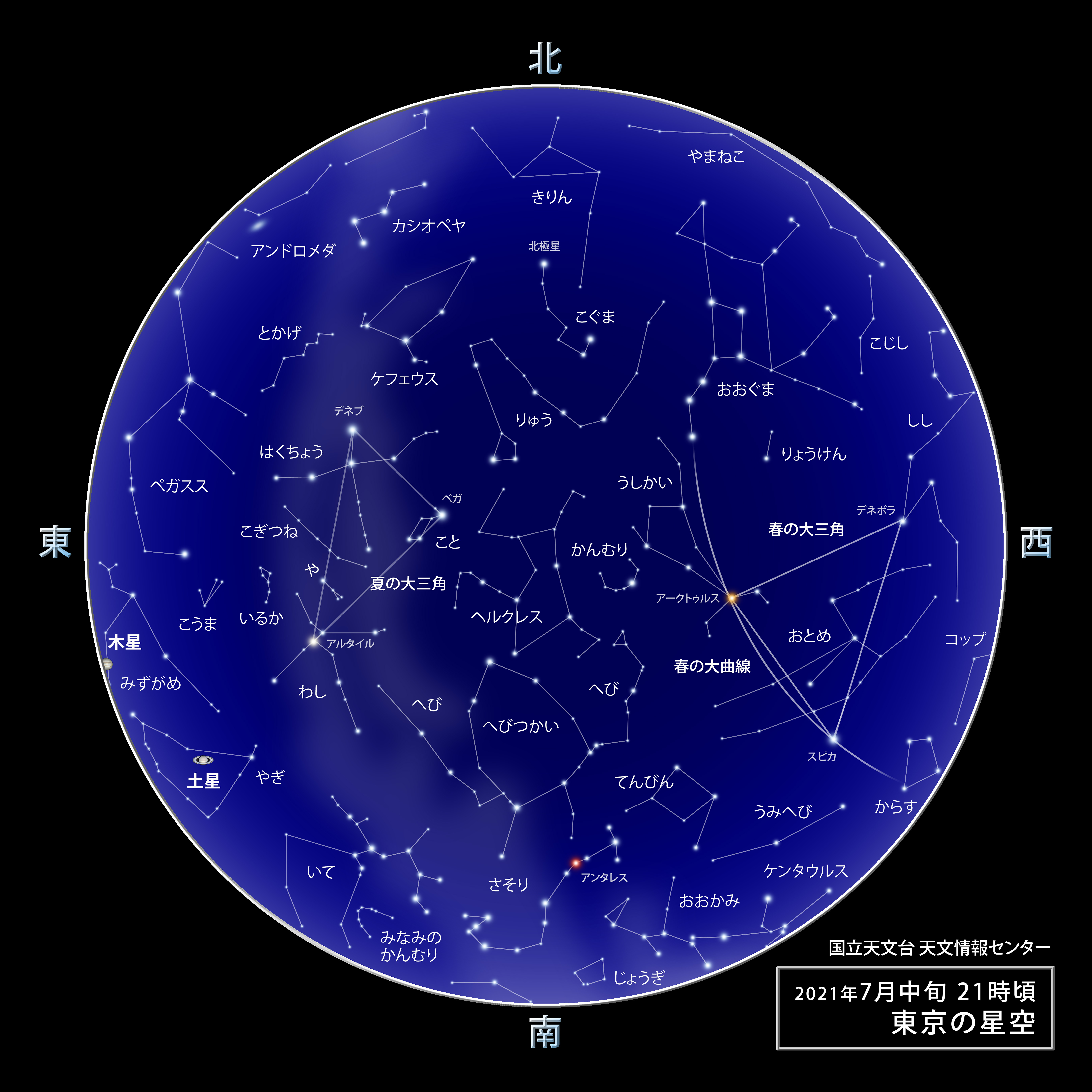 東京の星空 カレンダー 惑星 21年7月 国立天文台 Naoj