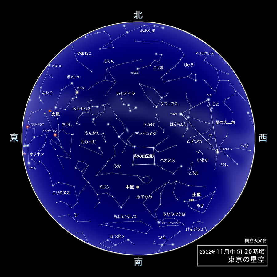 東京の星空 カレンダー 惑星 22年11月 国立天文台 Naoj