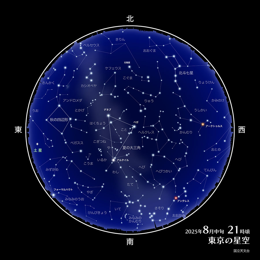 東京の星空(2025年8月中旬21時頃)