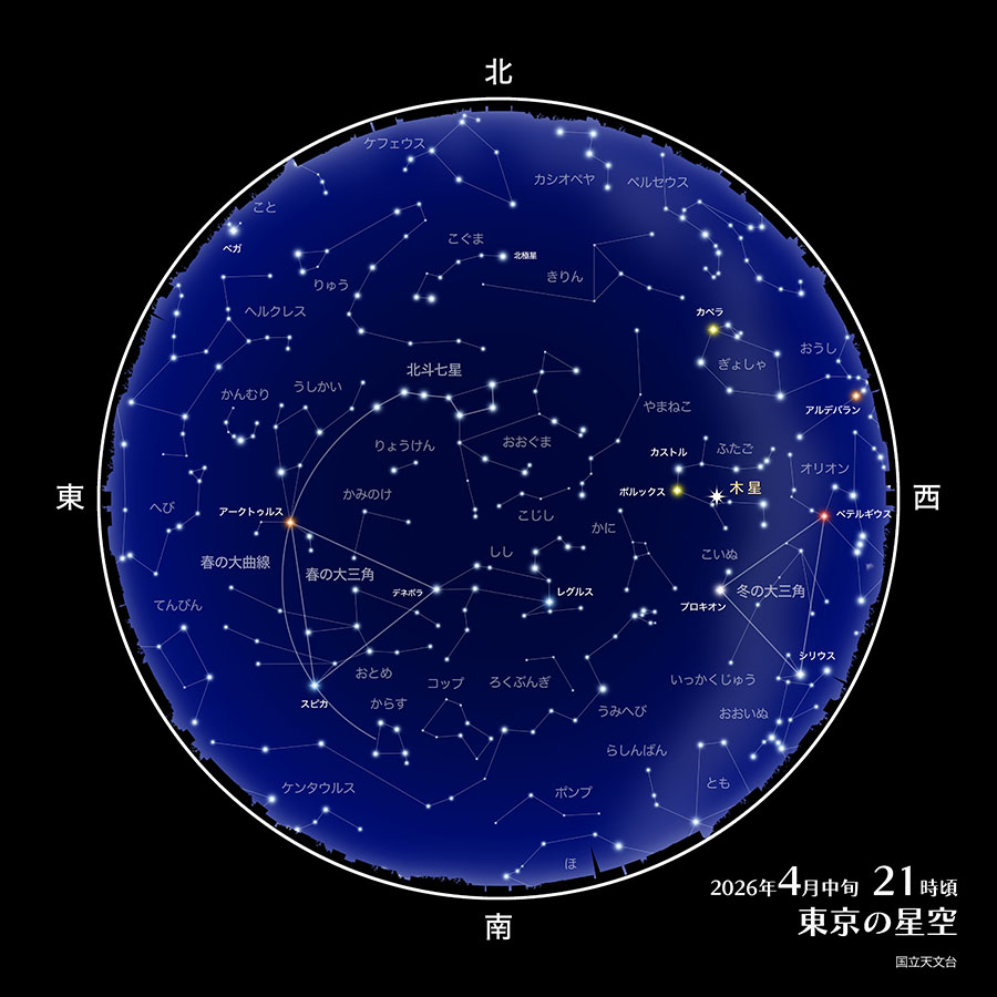 東京の星空（2026年4月中旬21時頃）