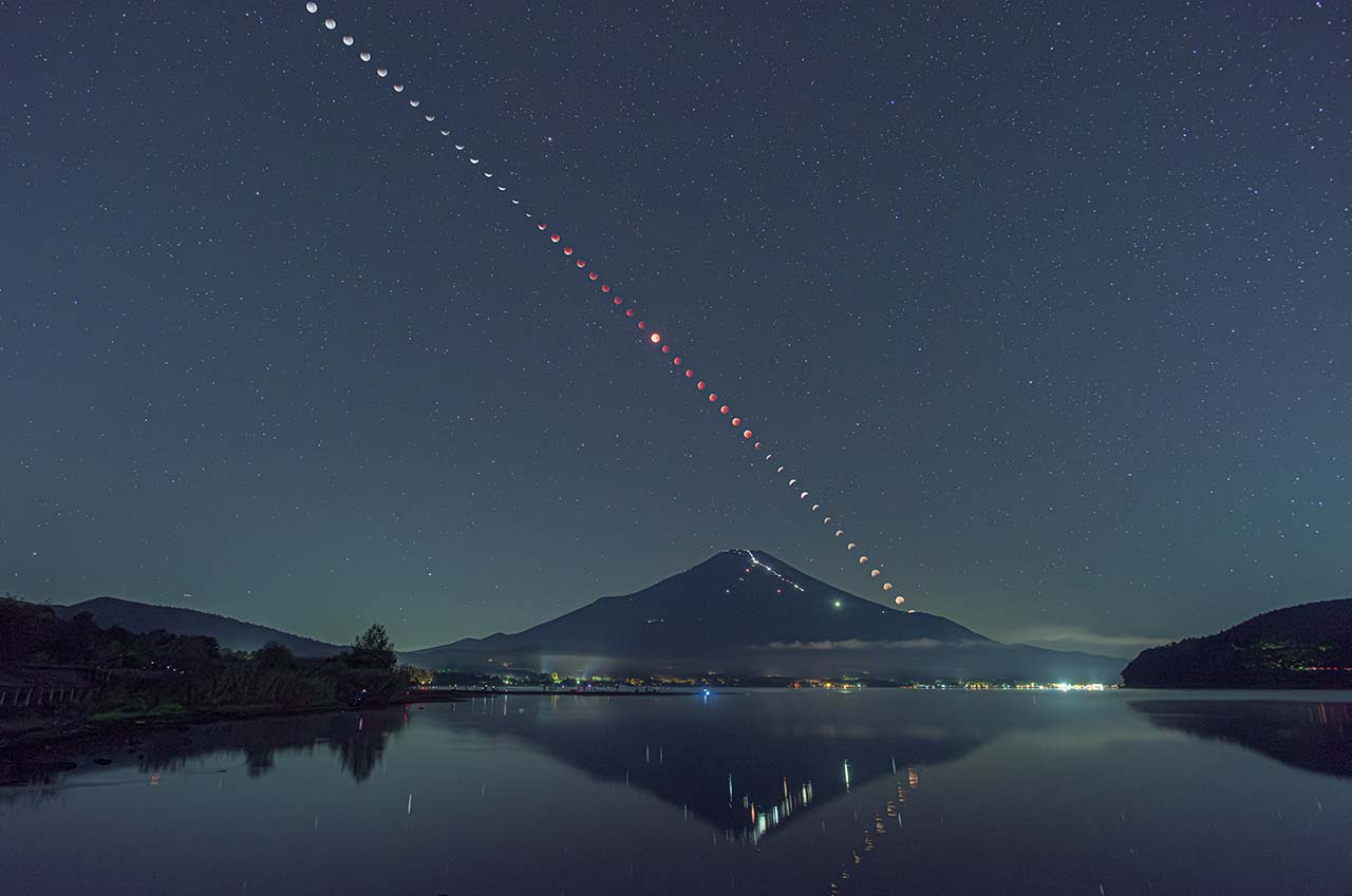 月食と富士山