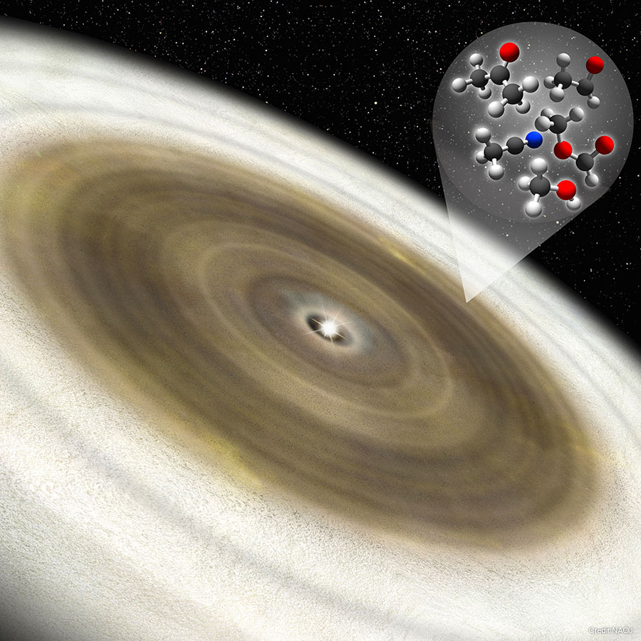 図：「オリオン座V883」をとりまく原始惑星星系円盤の想像図。