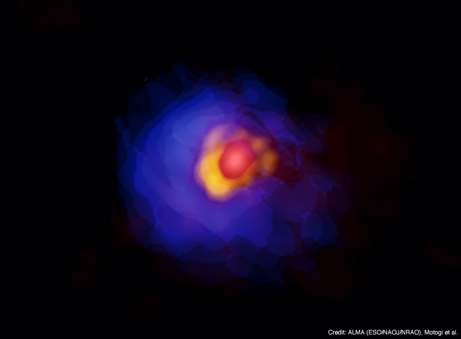 図：アルマ望遠鏡が撮影した、巨大原始星G353.273+0.641。
