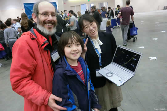 A dad (left) and his son (middle) came to Family Science Days
