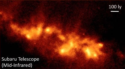 Subaru high resolution image of the interior of M 82.