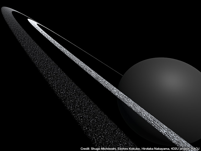Figure: Visualization constructed from simulation of Chariklo’s double ring.