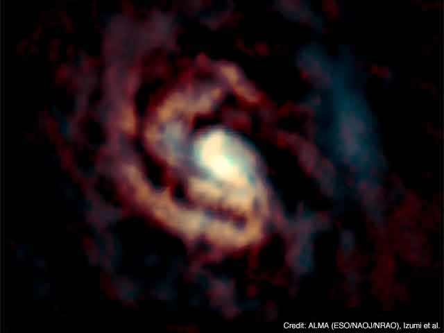 ALMA image of the gas around the supermassive black hole in the center of the Circinus Galaxy.