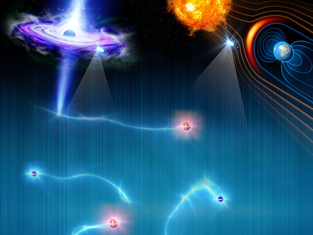 Artist’s impression of the ions and electrons in various space plasmas.
