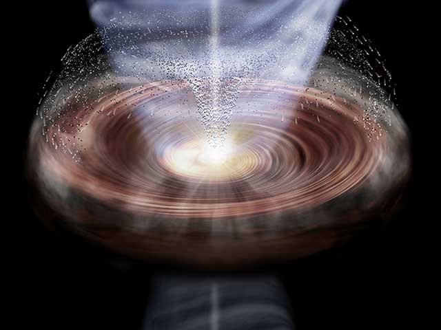 Figure: Artist’s impression of the “Ashfall” in a protoplanetary disk. 