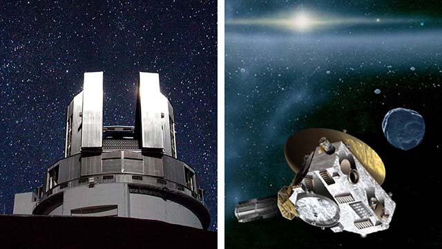 The Subaru Telescope and New Horizons spacecraft 