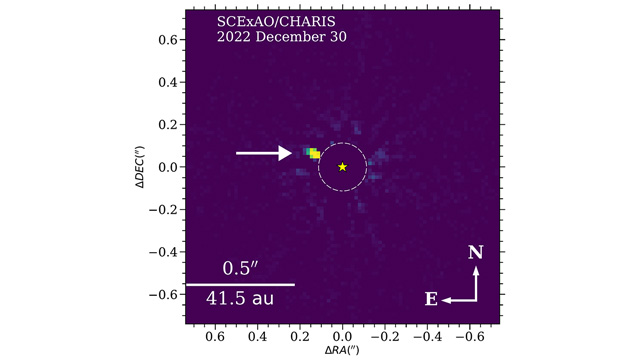 Time-lapse movie of the Subaru Telescope images which led to the discovery of HIP 54515 b (indicated by the arrow).
