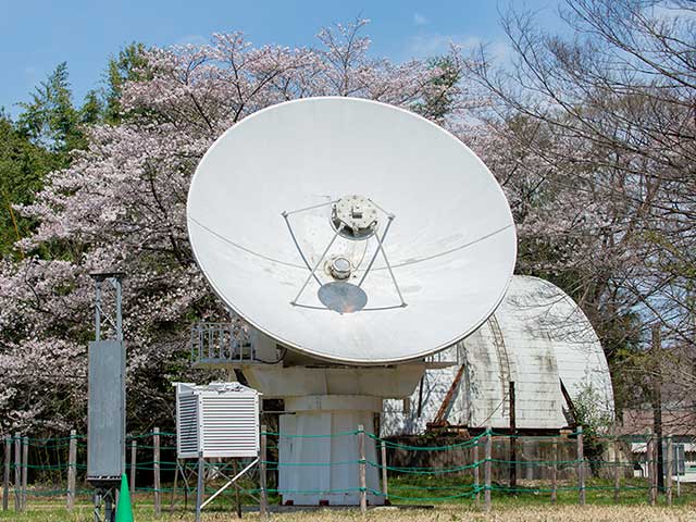 figure: The 6-m Millimeter-Wave Radio Telescope preserved and exhibited in NAOJ Mitaka Campus.