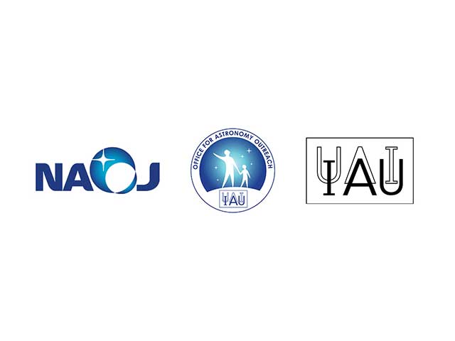 Logo of NAOJ (left), OAO (middle), and IAU (right)
