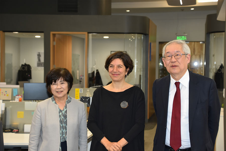 De izquierda a derecha: Presidente del NINS, Maki Kawai, Ministro Aisen Echeverri, Director General de la NAOJ, Tsuneta